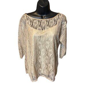 Isabella DeMarco Gold Camisole with Gold Lace Cover Up Top Sz S